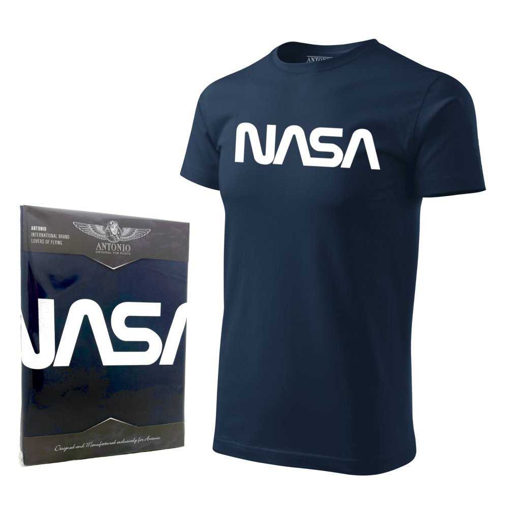 Camiseta azul con logo NASA en algodón, gramaje 200 g/m²