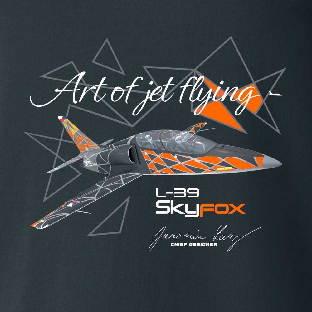 Camiseta gris con motivo del avión de combate ligero L-39 SKYFOX
