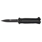 Cuchillo mariposa Albainox 02199 hoja lisa acero 7Cr17Mov recubrimiento titanio gris mango aluminio negro