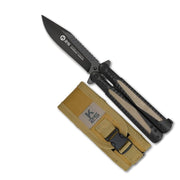 Navaja balisong MIKARTA camuflaje, hoja 105 mm acero inoxidable, mango aluminio, total 233 mm
