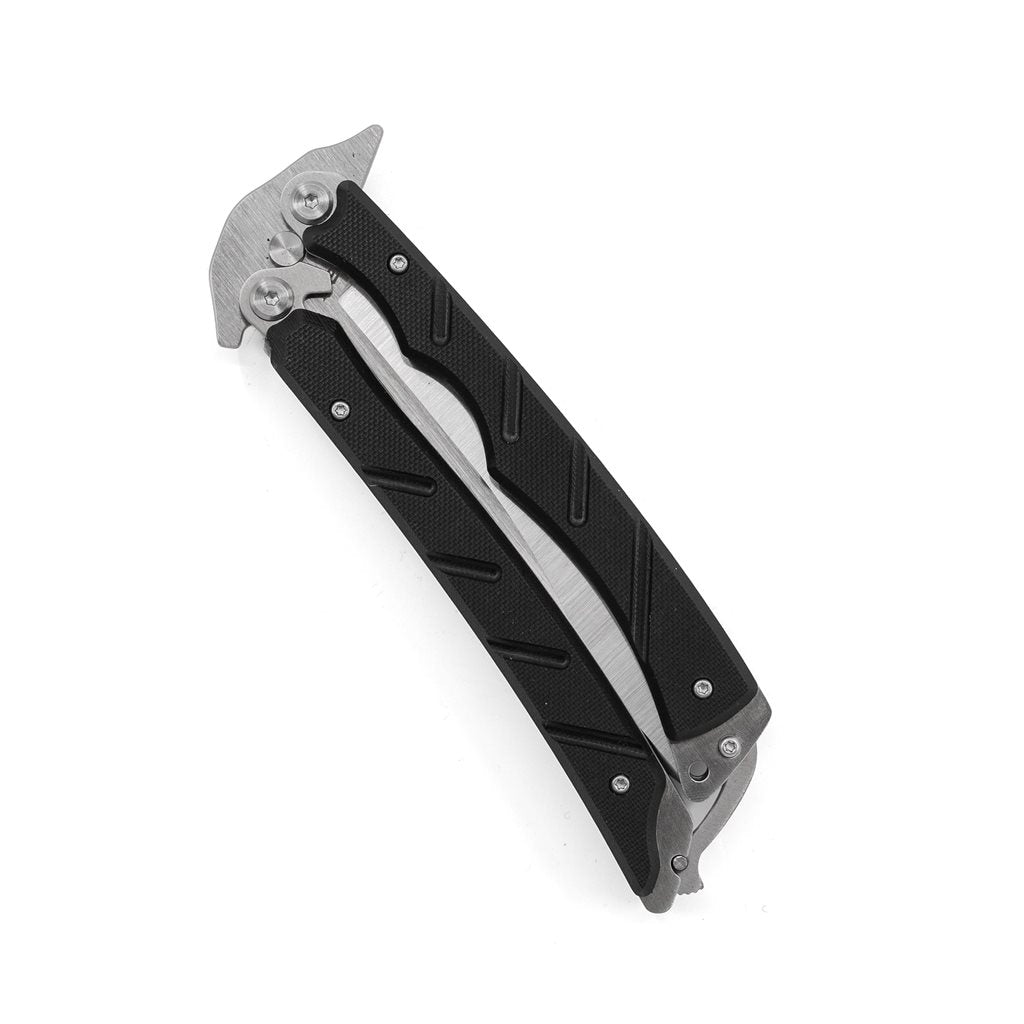 Navaja mariposa 02263 con hoja de acero 7Cr17MoV y mango negro G10