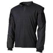 Camisa táctica UBACS negra con mangas rip-stop y 6 bolsillos