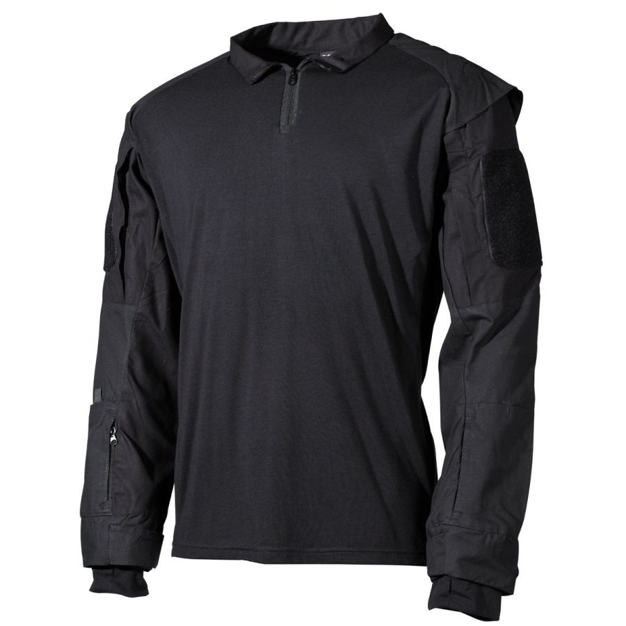 Camisa táctica UBACS negra con mangas rip-stop y 6 bolsillos
