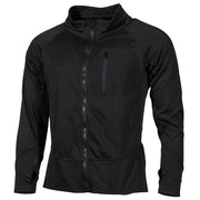 Camiseta táctica termofleece negra con bolsillo y presillas para pulgares