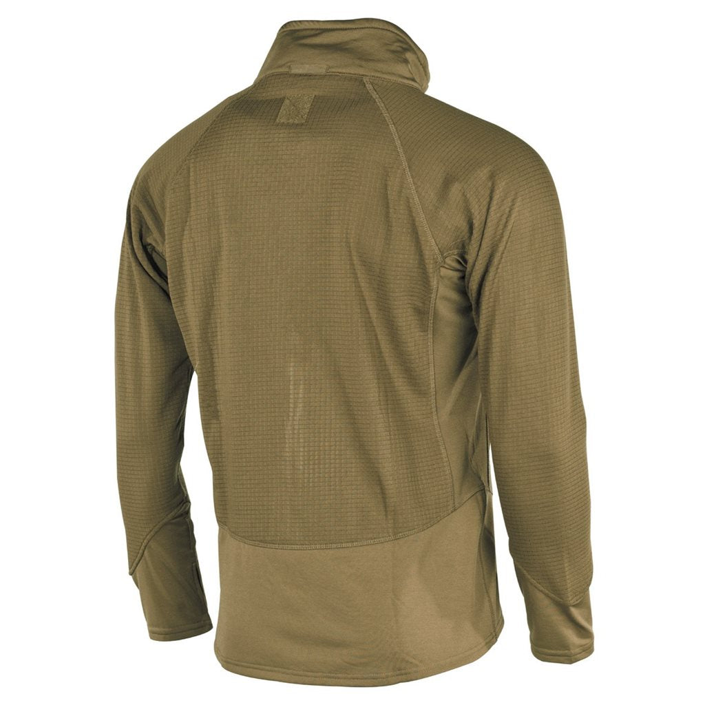 Camiseta táctica Termofleece COYOTE con bolsillo frontal, cremallera y cuello alto