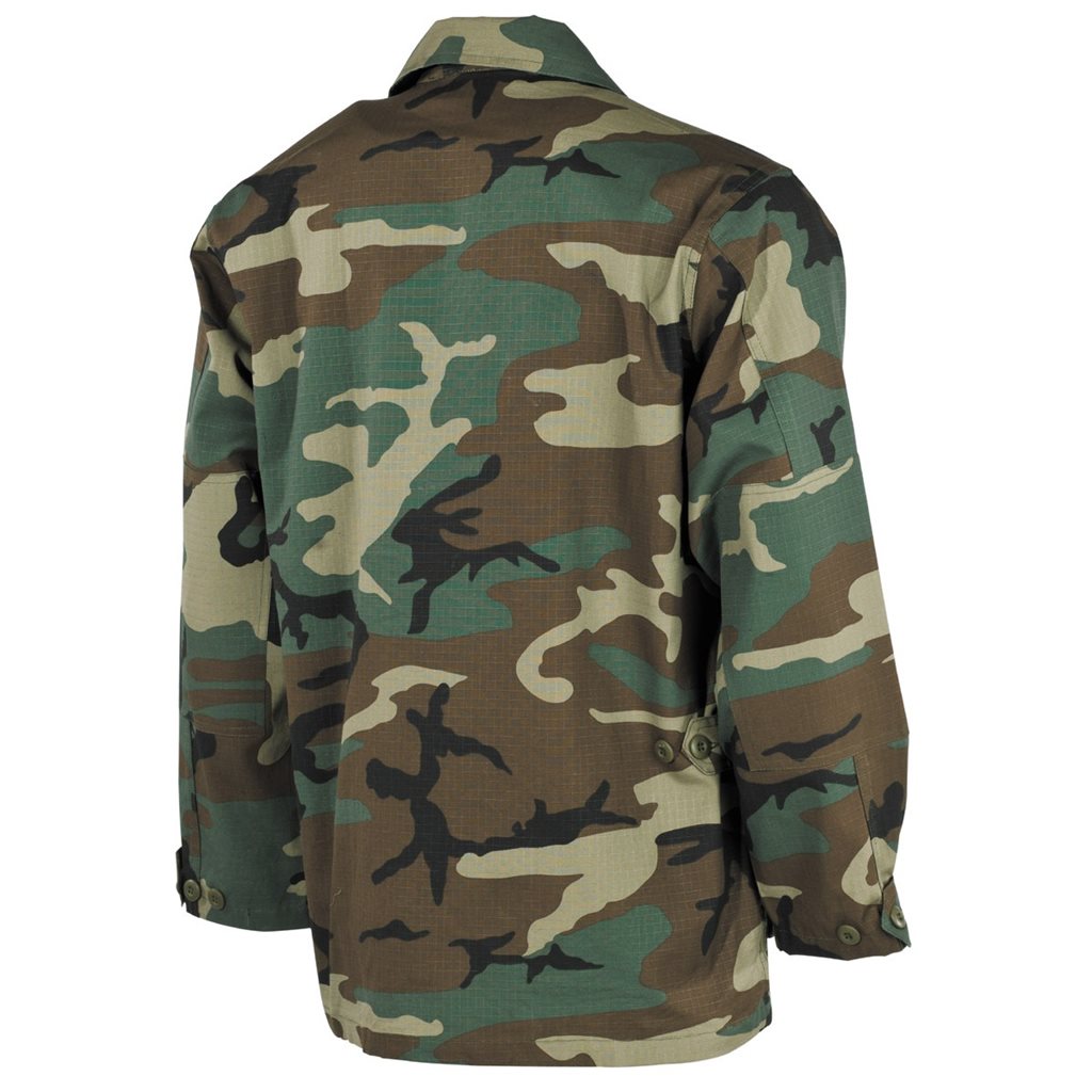 Blusa tipo BDU US en camuflaje Woodland confeccionada en algodón rip-stop