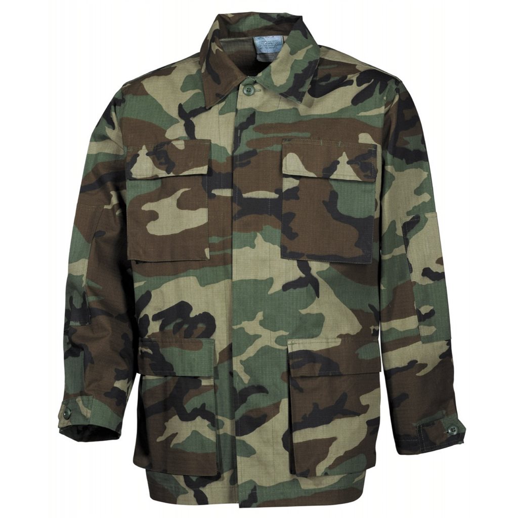 Blusa tipo BDU US en camuflaje Woodland confeccionada en algodón rip-stop