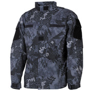 Camisa táctica MISSION en camuflaje SNAKE BLACK, 50% algodón y 50% nylon