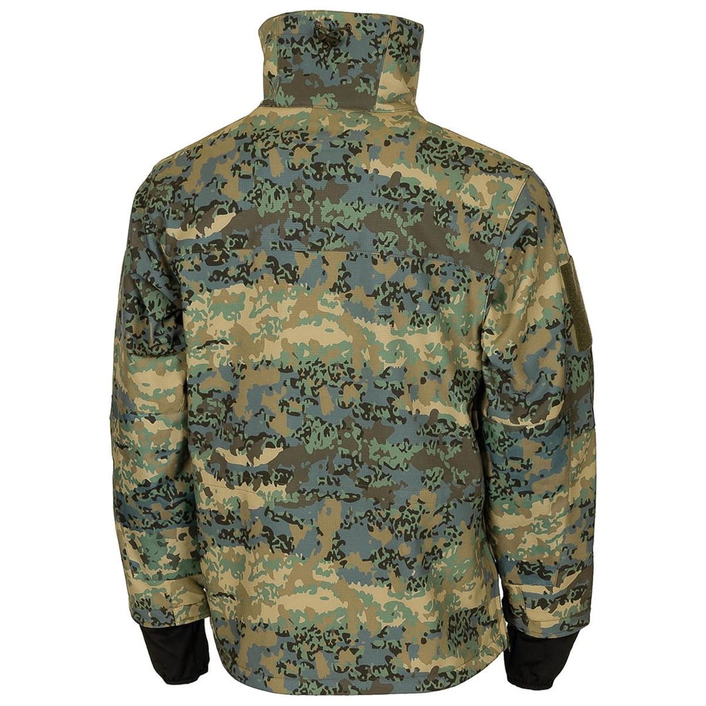 Chaqueta softshell High Defence en camuflaje austriaco 03, vista frontal