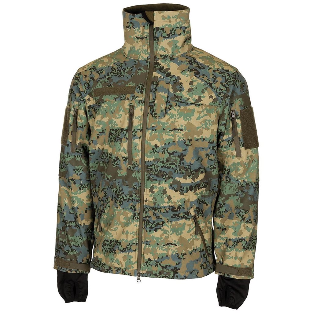 Chaqueta softshell High Defence en camuflaje austriaco 03, vista frontal