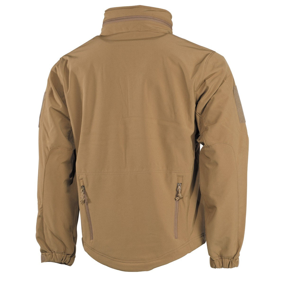 Chaqueta softshell SCORPION Coyote en camuflaje, vista frontal con cremallera
