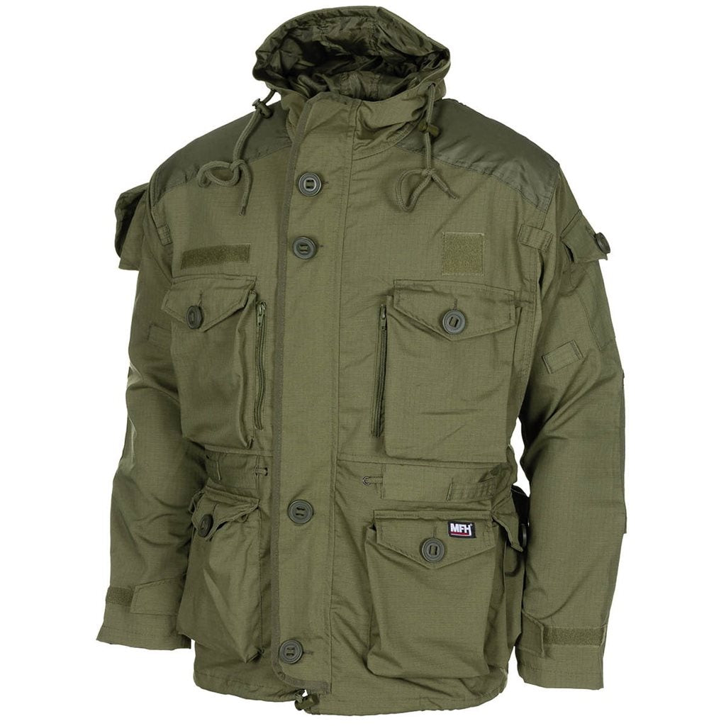 Chaqueta Commando Smock verde MFH con capucha y bolsillos