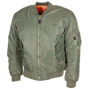 Chaqueta Bomber US MA-1 verde, vista frontal, corte clásico de piloto, referencia 03552B