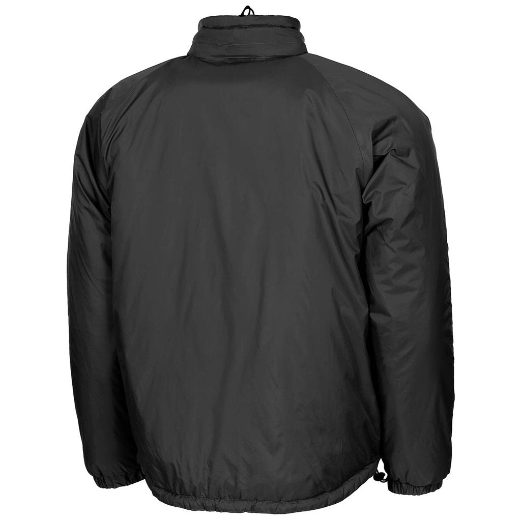 Chaqueta THERMAL negra MFH con cremallera bidireccional, cuello forrado y capucha oculta, 4 bolsillos