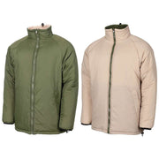 Chaqueta reversible MFH verde y arena con cremallera y bolsillos