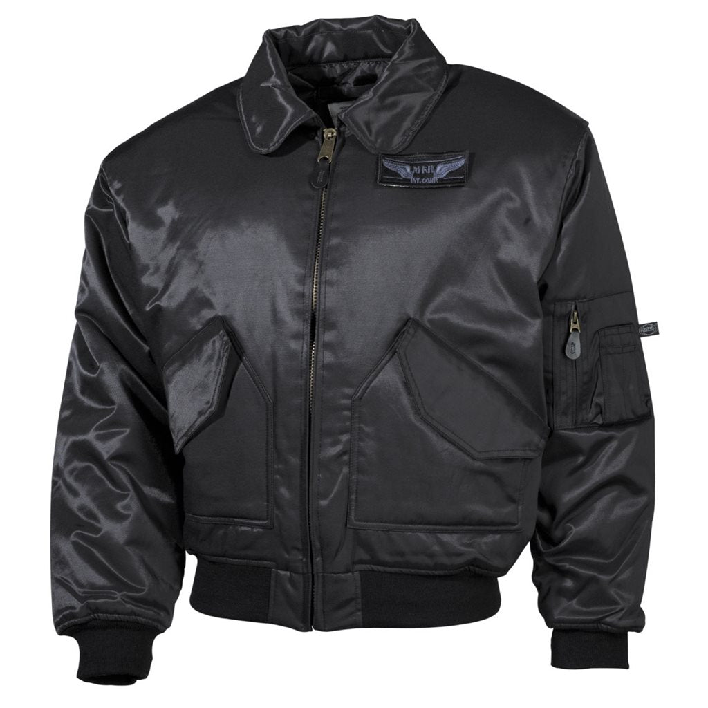 Chaqueta CWU negra en material resistente, repelente al agua y resistente al viento