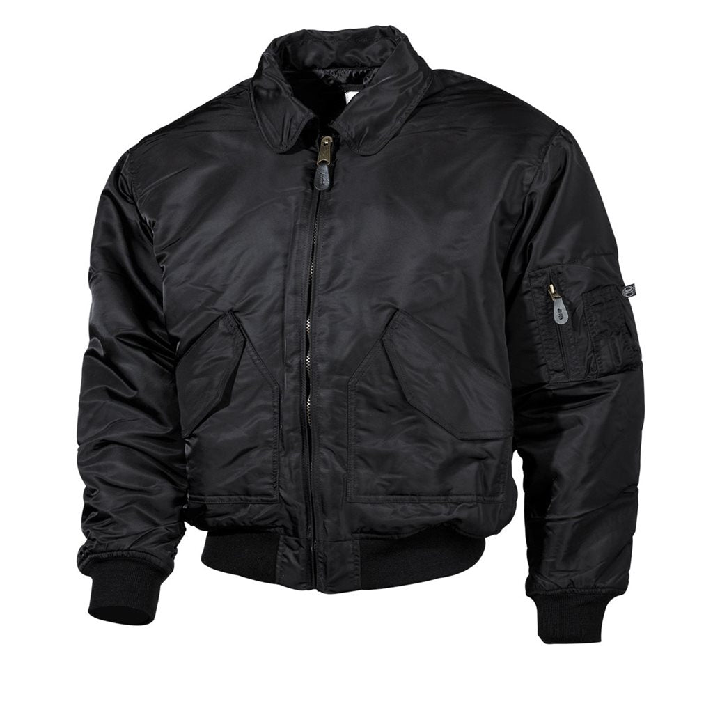 Chaqueta Bunda CWU negra, material repelente al agua y resistente al viento