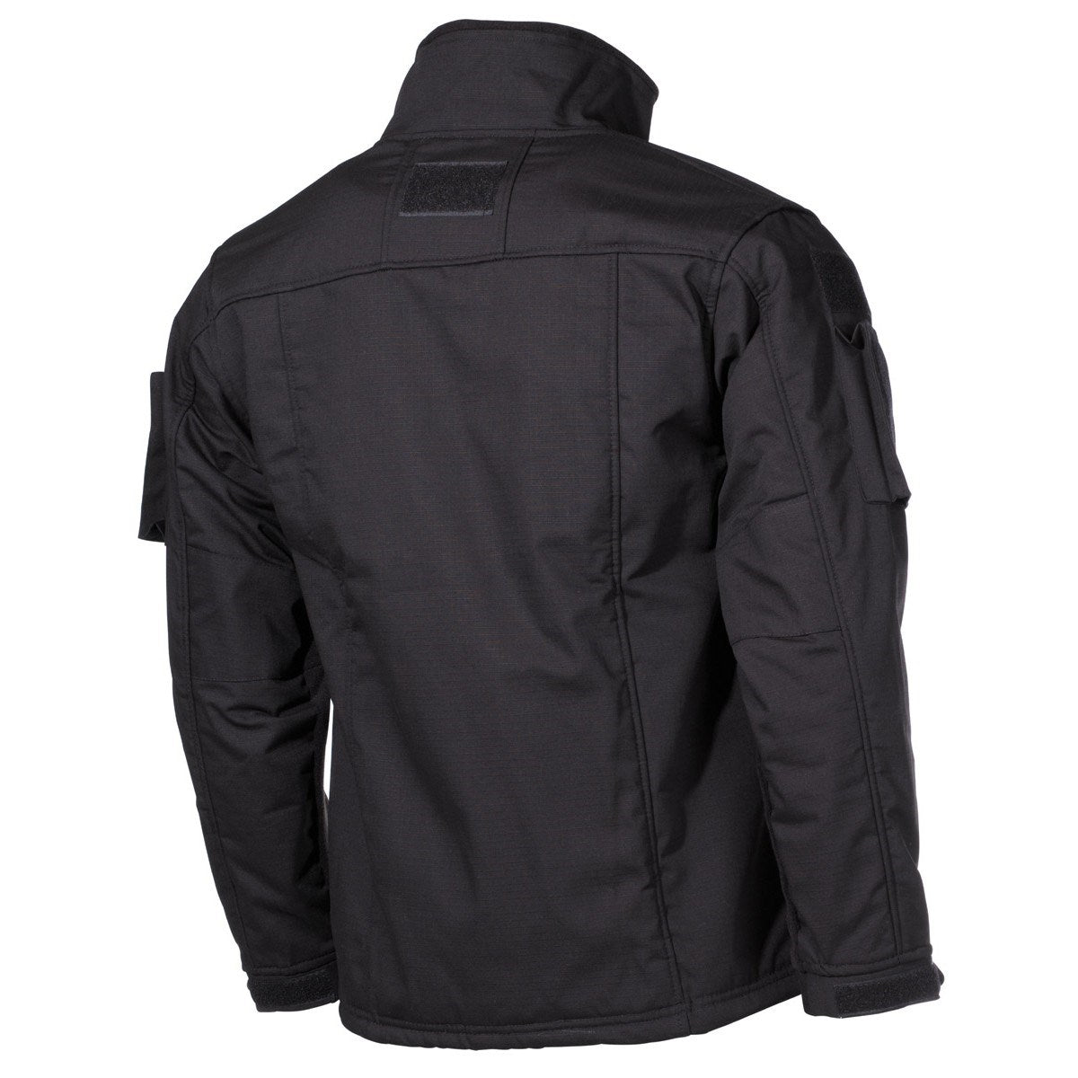 Chaqueta táctica polar COMBAT negra MFH con 4 bolsillos con cremallera YKK, refuerzos rip-stop y ventilación en axilas