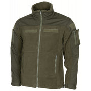 Chaqueta táctica polar MFH COMBAT verde con refuerzos rip-stop y cremalleras YKK