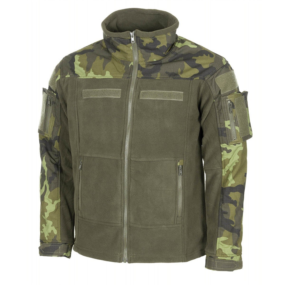 Chaqueta táctica fleece COMBAT AČR vz.95 Les, frontal con cremalleras y bolsillos