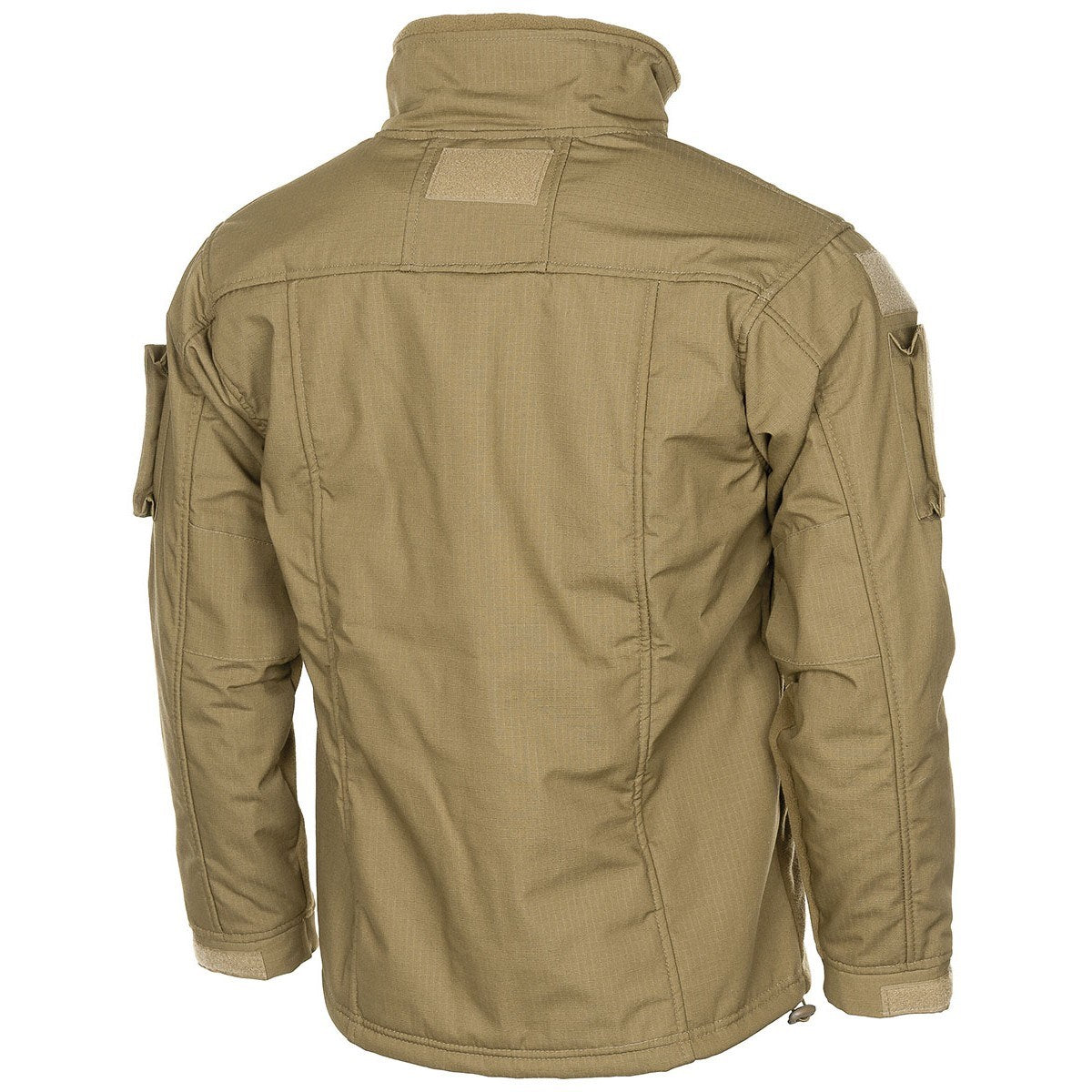 Chaqueta táctica fleece MFH COMBAT COYOTE con 4 bolsillos YKK y refuerzos rip-stop impermeables