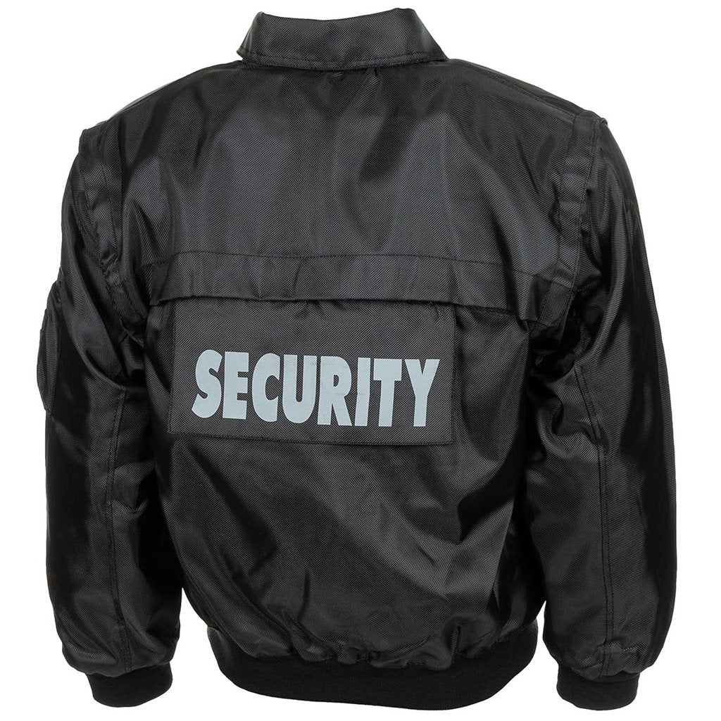 Chaqueta SECURITY negra con mangas desmontables y logos removibles en pecho y espalda