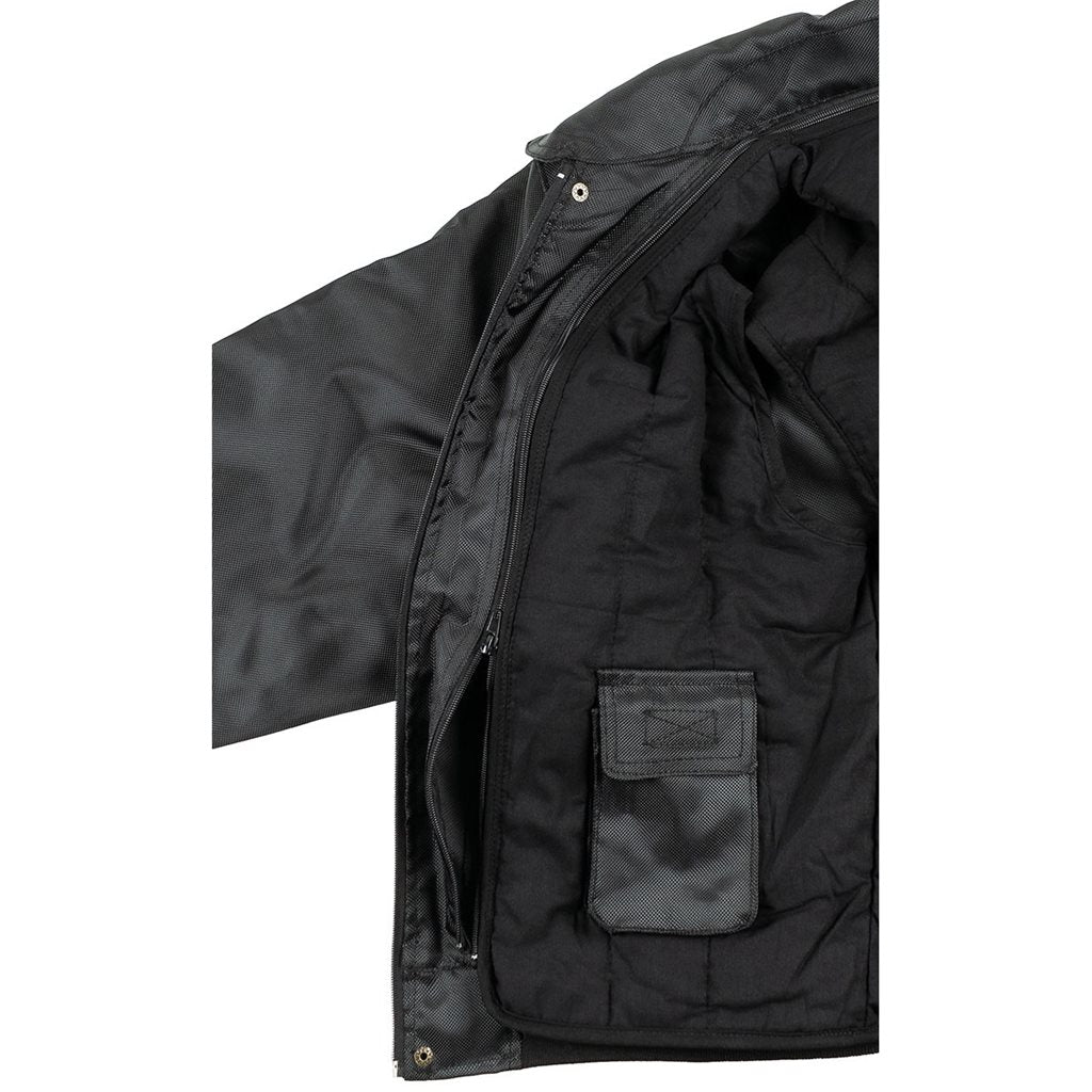 Chaqueta SECURITY negra con mangas desmontables y logos removibles en pecho y espalda