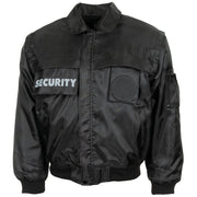 Chaqueta SECURITY negra con mangas desmontables y logos removibles en pecho y espalda