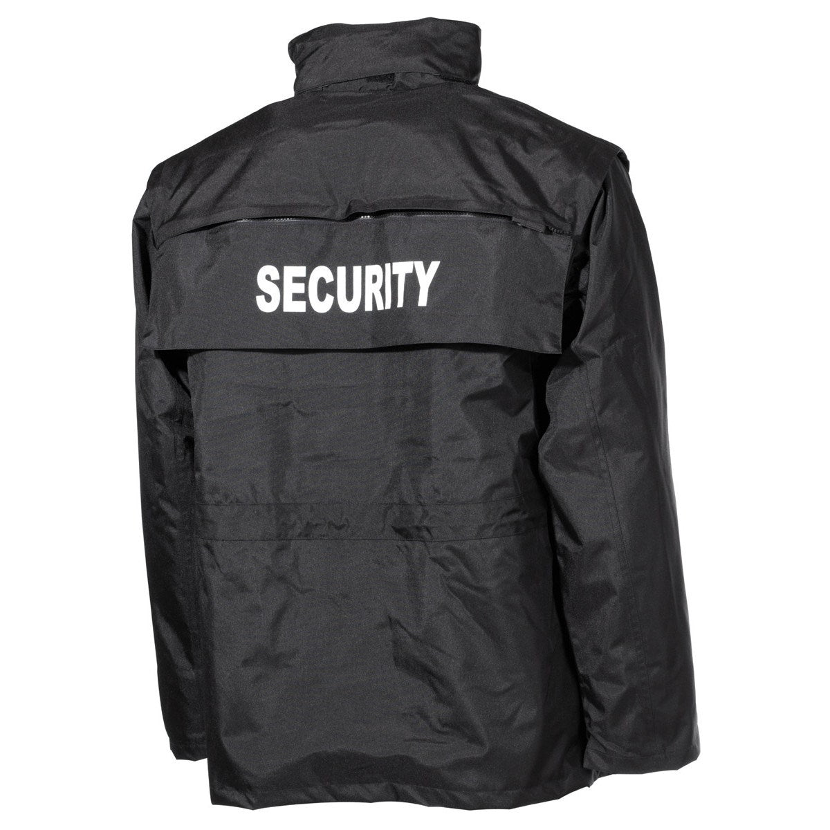Chaqueta impermeable SECURITY negra con forro polar interior desmontable y capucha