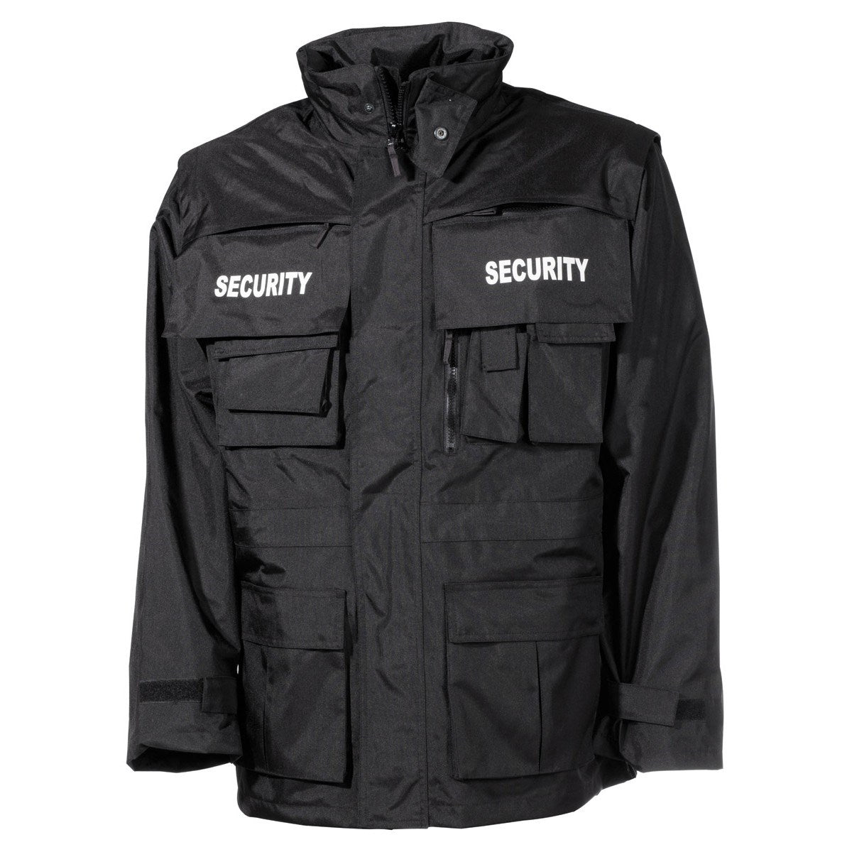 Chaqueta impermeable SECURITY negra con forro polar interior desmontable y capucha