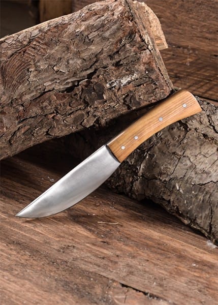 Navaja con mango de olivo y funda de piel 0397000402 - Espadas y Más