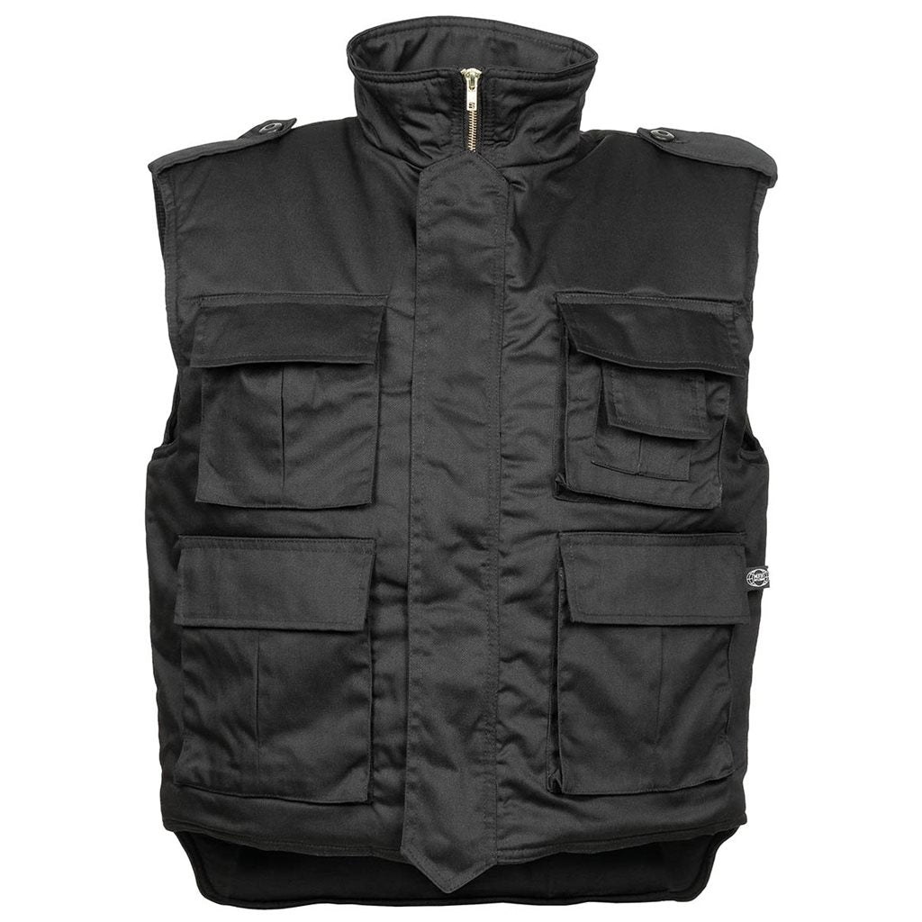 Chaleco acolchado negro con forro de algodón, diseño clásico