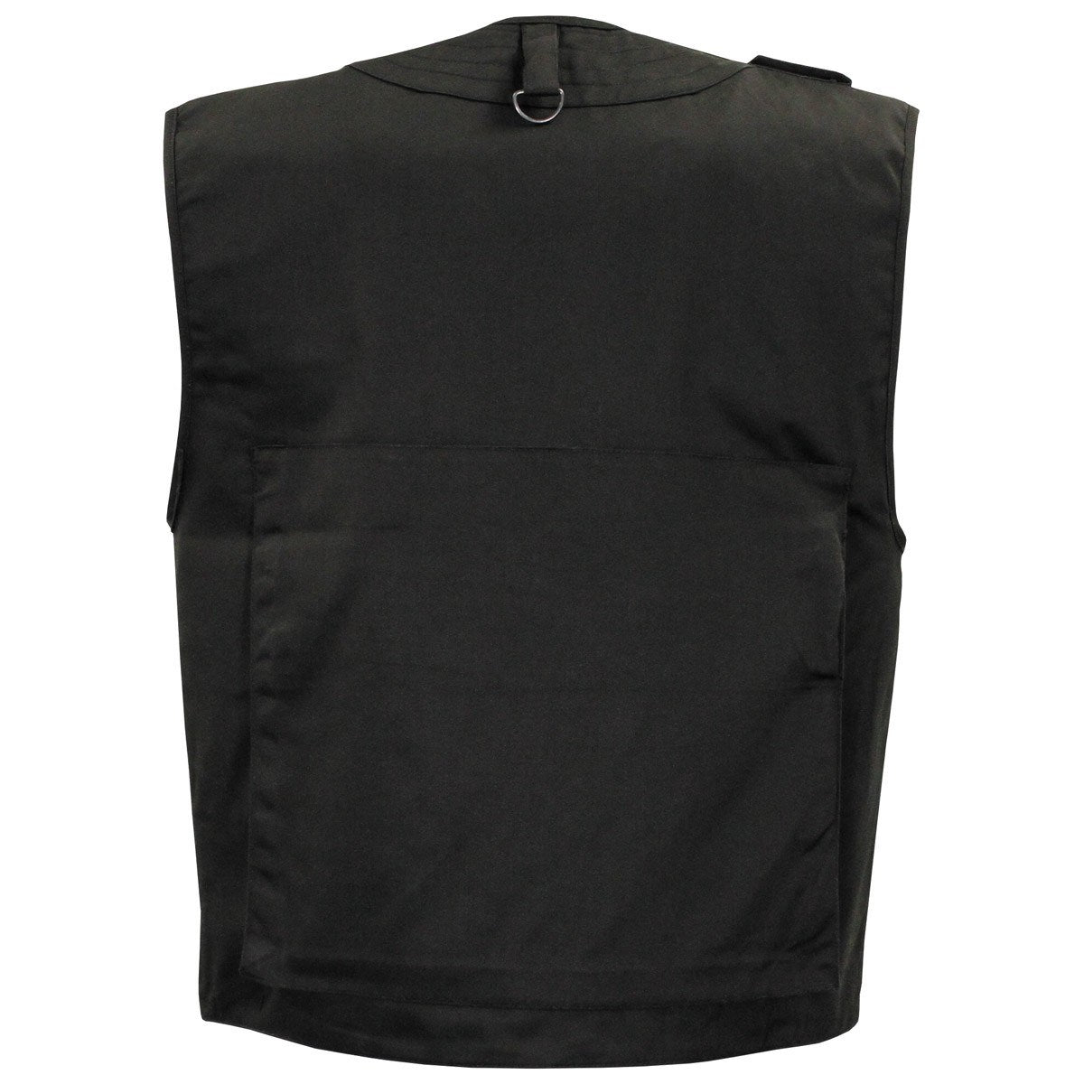 Chaleco outdoor negro multifuncional con múltiples bolsillos, 65% poliéster 35% algodón