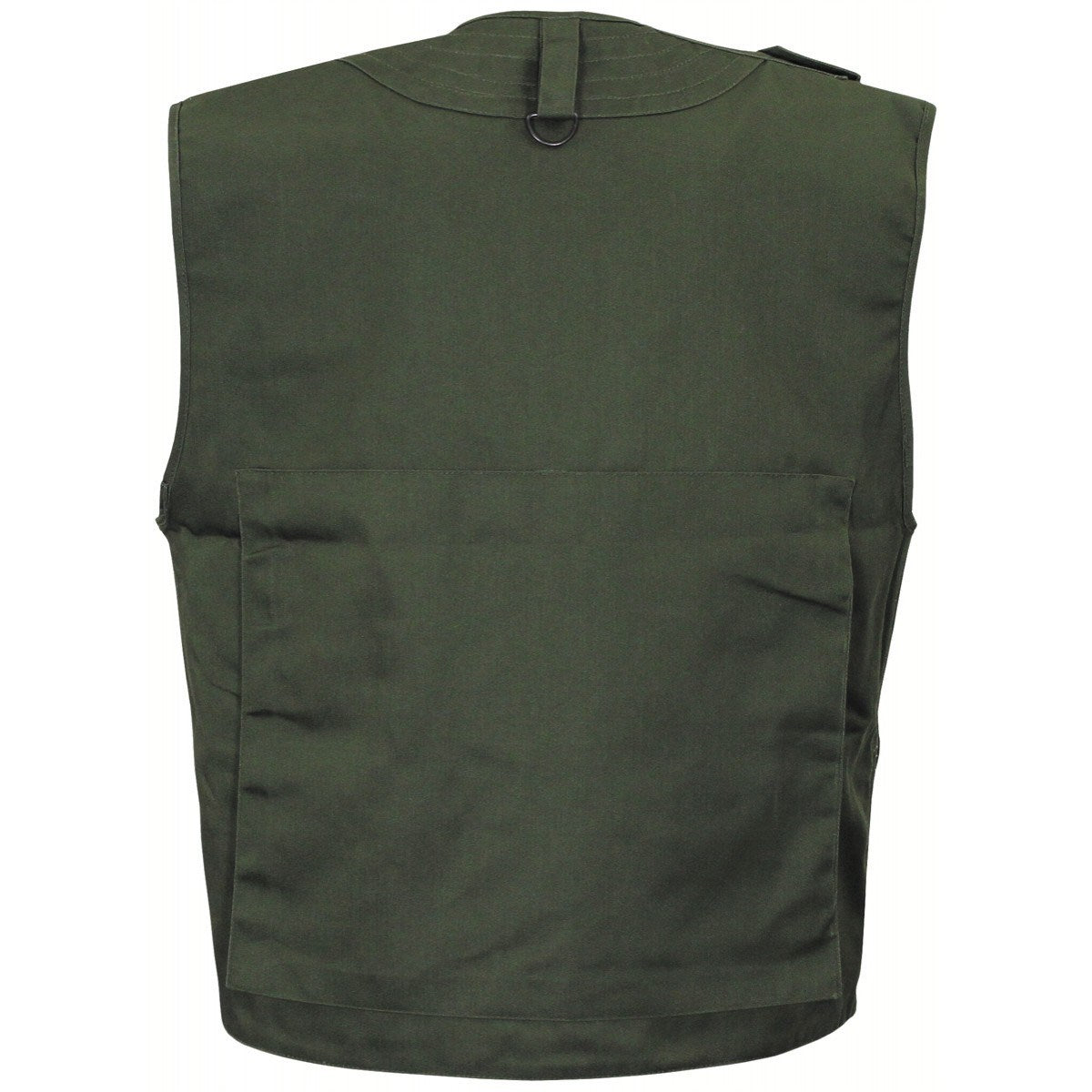 Chaleco OUTDOOR verde con múltiples bolsillos, 65% poliéster 35% algodón
