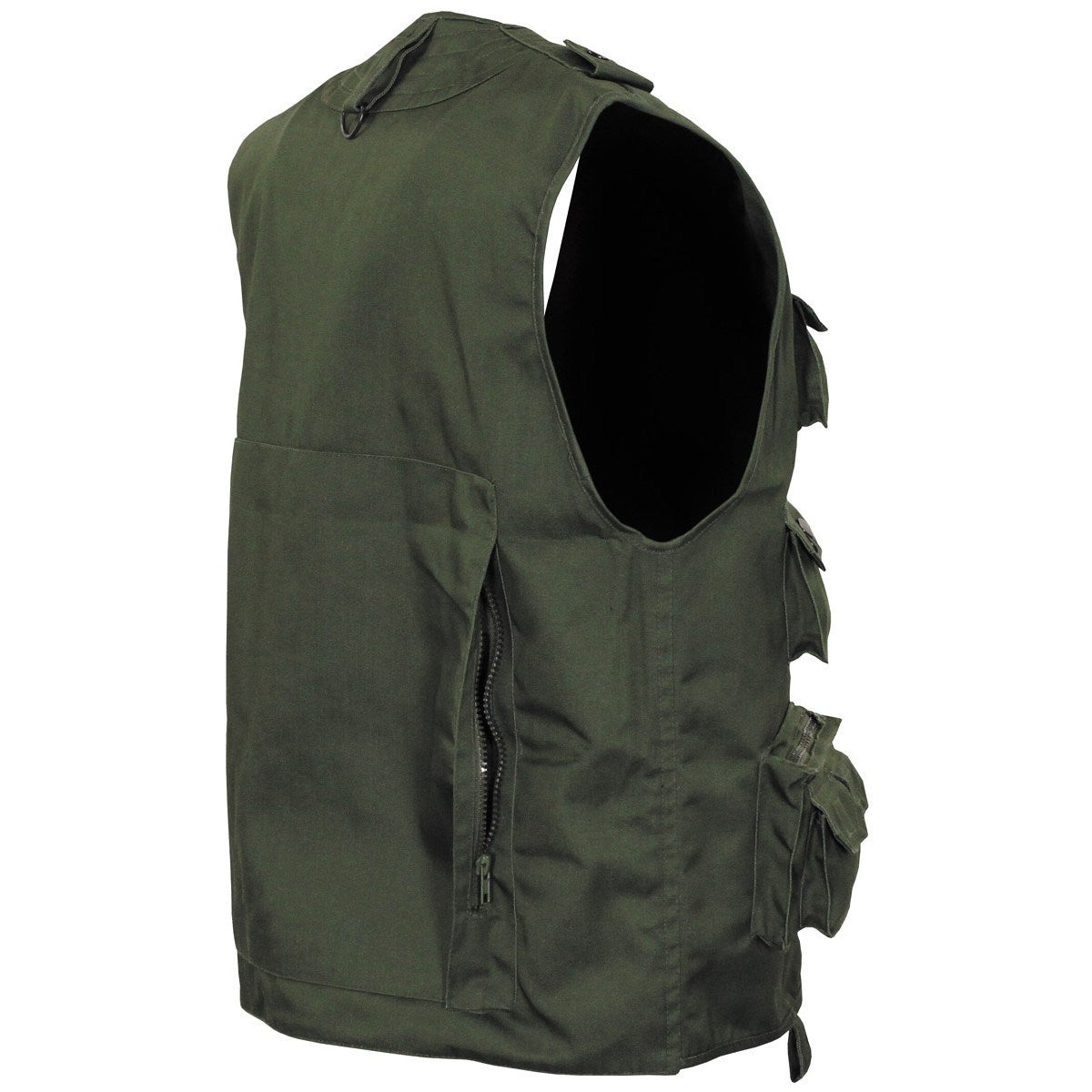 Chaleco OUTDOOR verde con múltiples bolsillos, 65% poliéster 35% algodón