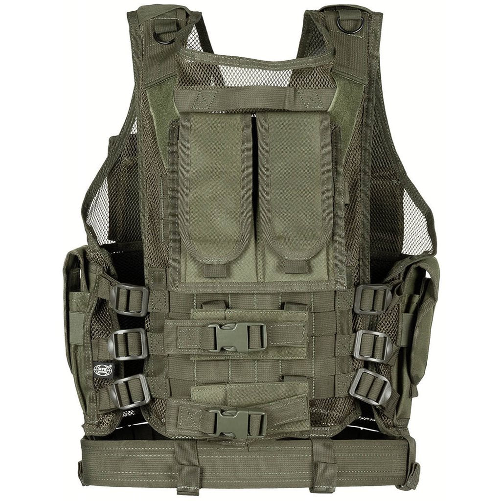 Chaleco táctico USMC negro con cinturón, múltiples portacargadores y fundas