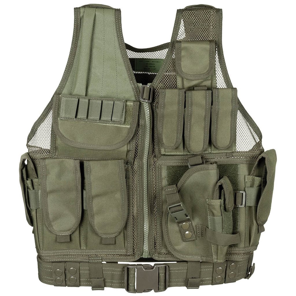 Chaleco táctico USMC negro con cinturón, múltiples portacargadores y fundas