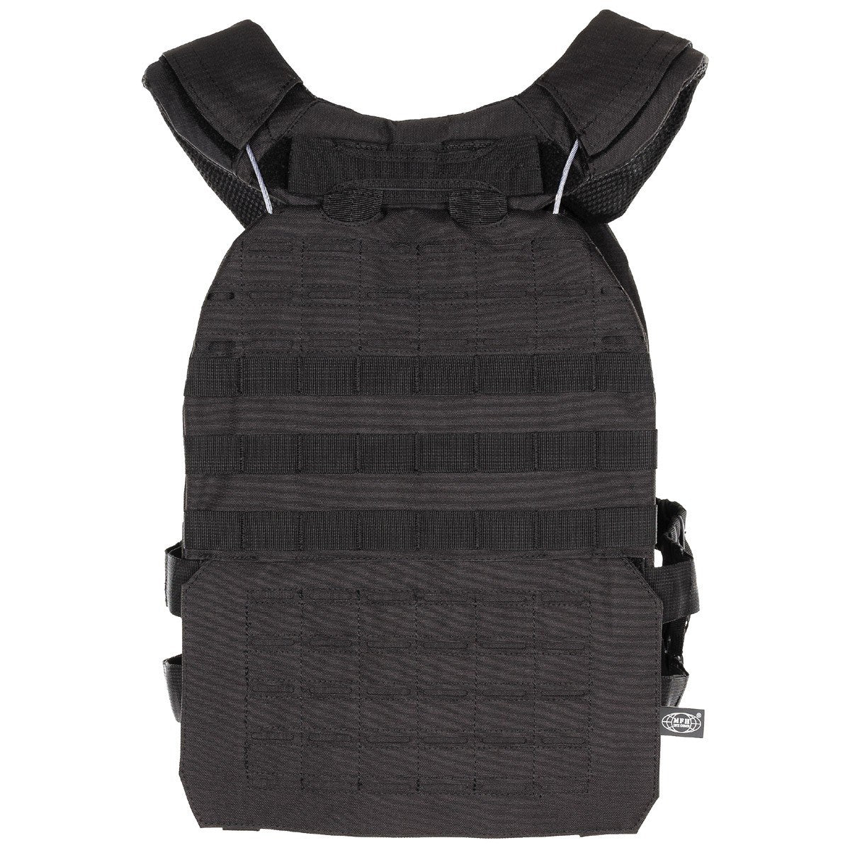 Chaleco táctico LASER MOLLE negro, ligero y ajustable con MOLLE/PALS, sistema de lanzamiento rápido y asa de rescate