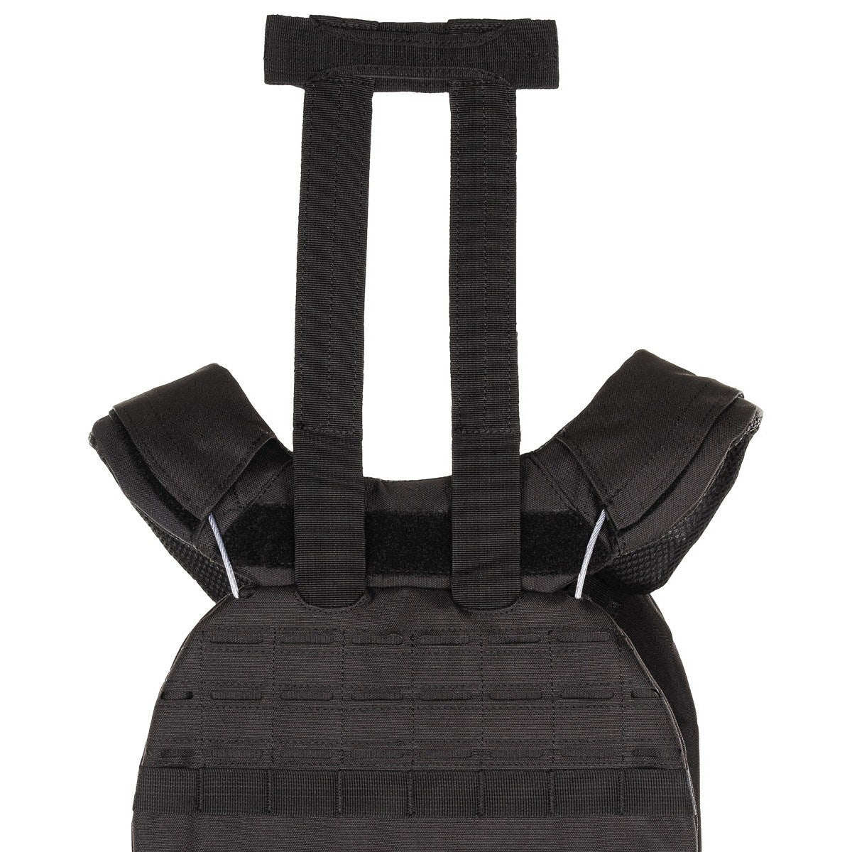 Chaleco táctico LASER MOLLE negro MFH con liberación rápida y asa de rescate extraíble
