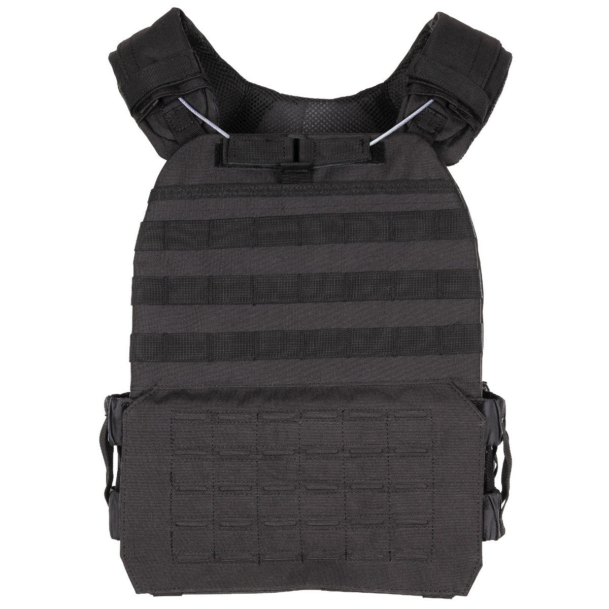 Chaleco táctico LASER MOLLE negro, ligero y ajustable con MOLLE/PALS, sistema de lanzamiento rápido y asa de rescate