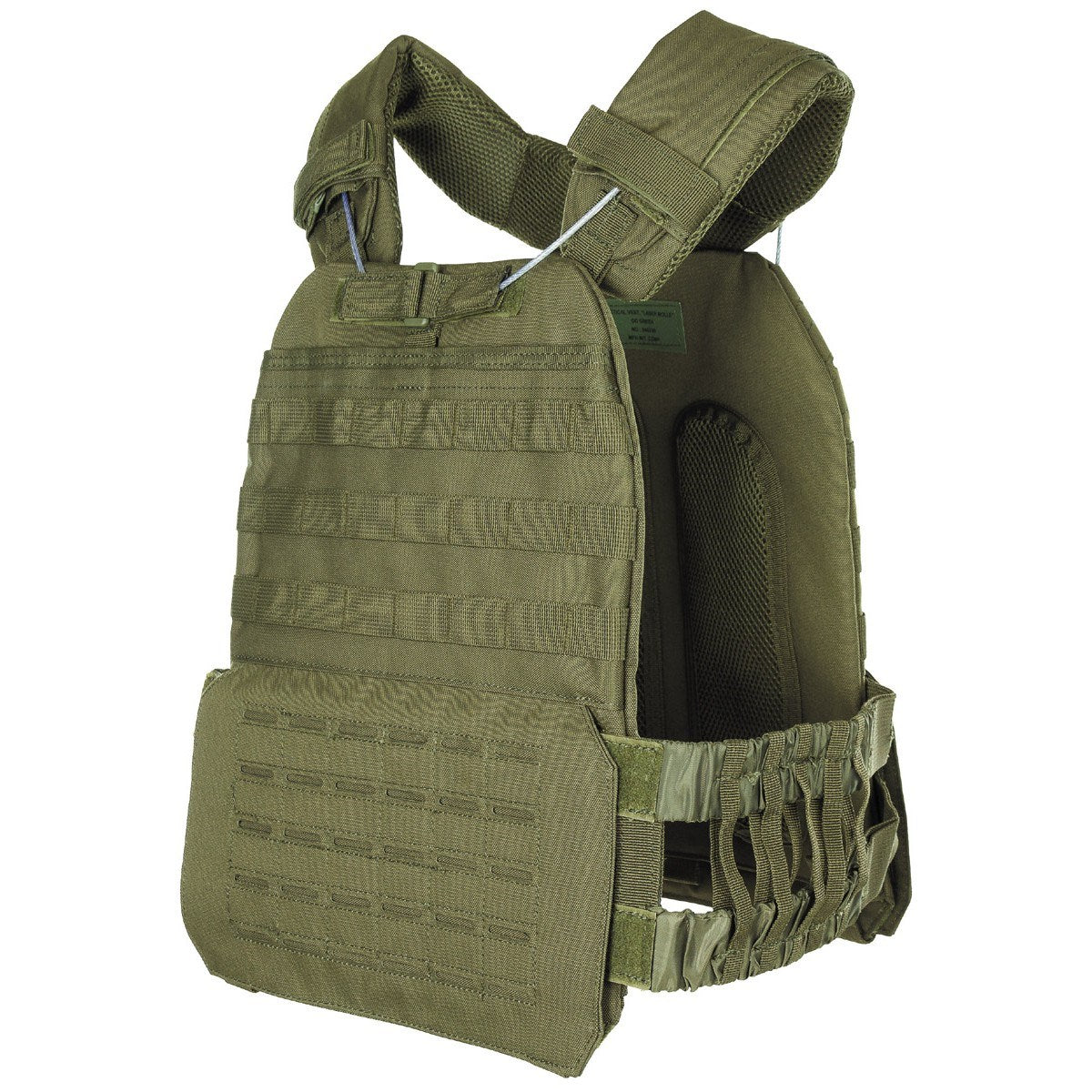 Chaleco táctico LASER MOLLE negro, ligero y ajustable con MOLLE/PALS, sistema de lanzamiento rápido y asa de rescate