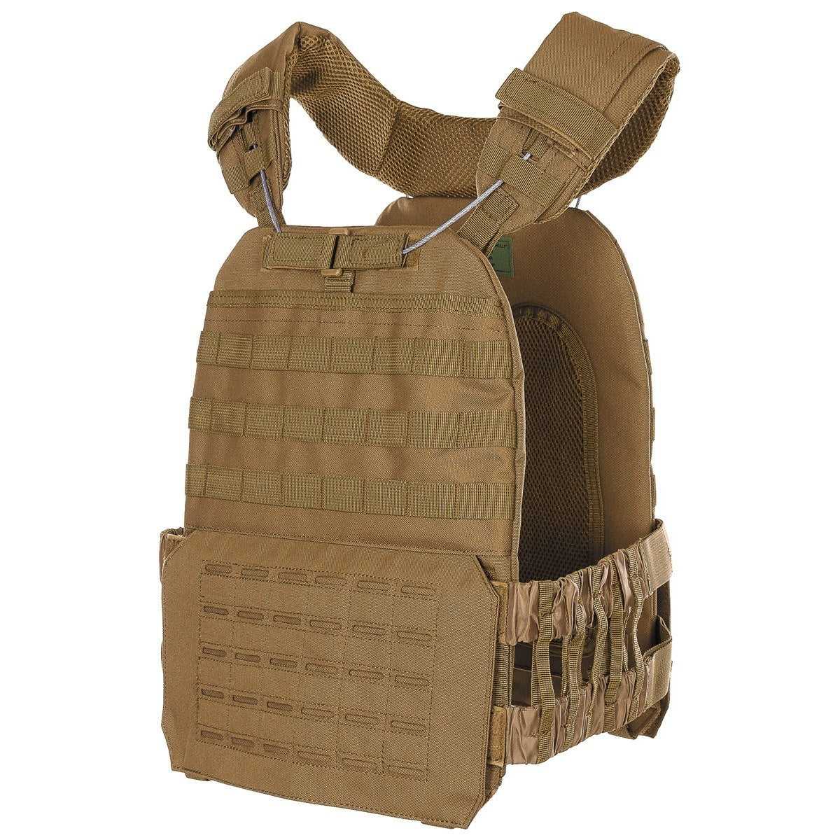 Chaleco táctico LASER MOLLE negro, ligero y ajustable con MOLLE/PALS, sistema de lanzamiento rápido y asa de rescate