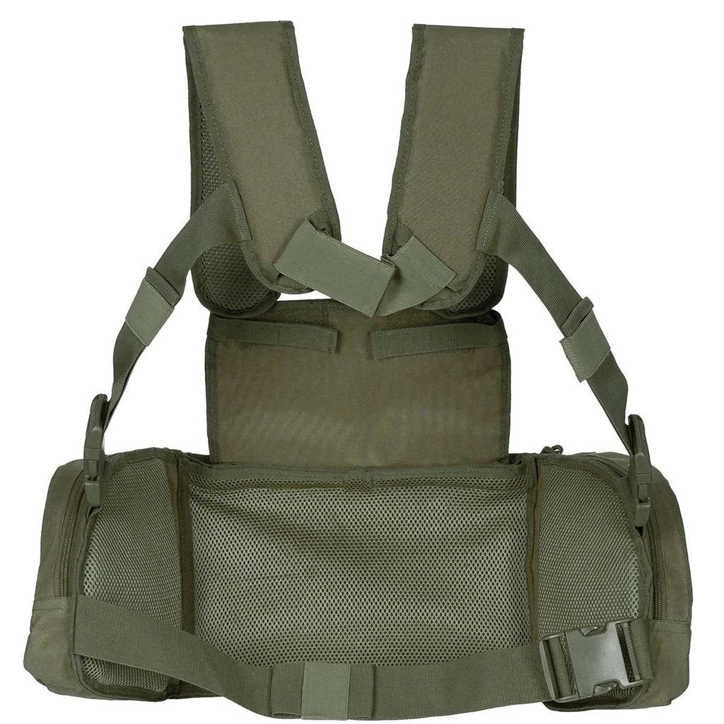 Chest Rig MISSION Negro, chaleco con bolsillos fijos y sistema PALS/MOLLE