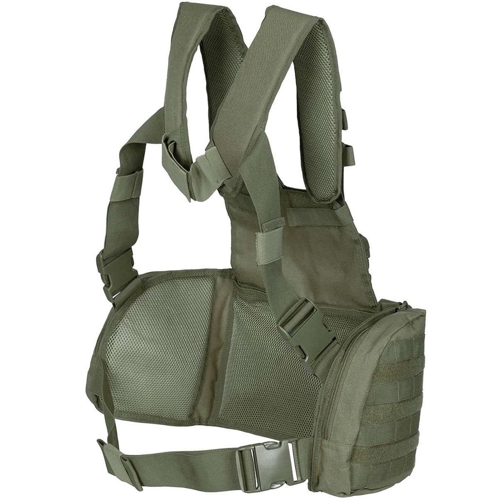 Chest Rig MISSION Negro, chaleco con bolsillos fijos y sistema PALS/MOLLE