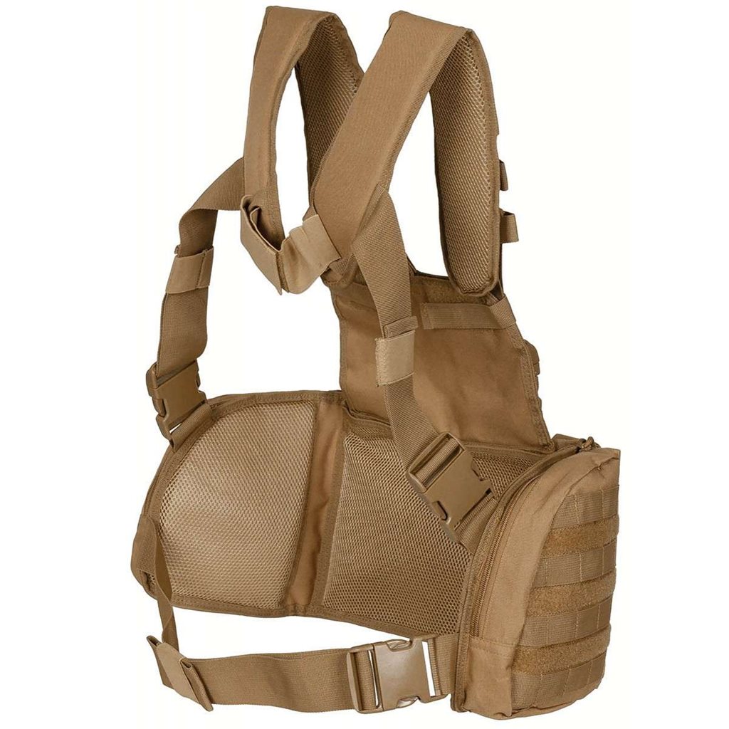 Chest Rig MISSION Negro, chaleco con bolsillos fijos y sistema PALS/MOLLE