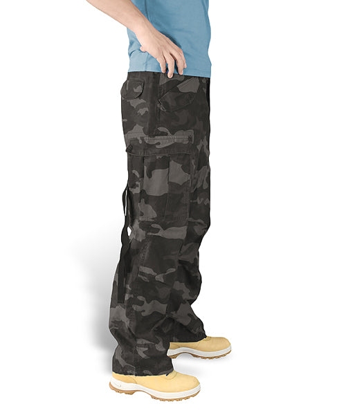 Pantalones Vintage Fatigue caqui con siete bolsillos y rodillas anatómicas
