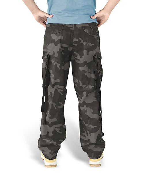 Pantalones Vintage Fatigue caqui con siete bolsillos y rodillas anatómicas