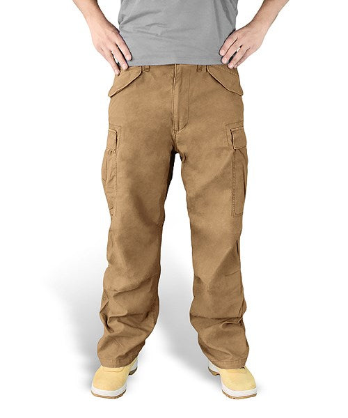 Pantalones Vintage Fatigue caqui con siete bolsillos y rodillas anatómicas
