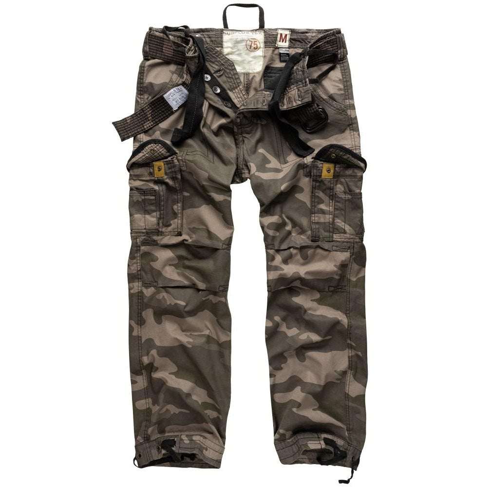 Pantalones PREMIUM VINTAGE Woodland SURPLUS con aspecto desgastado y bolsillos reforzados