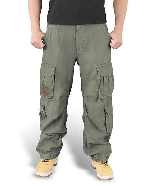 Pantalones AIRBORNE VAGE verdes con ocho bolsillos y rodillas anatómicas